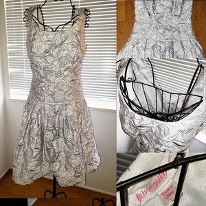 Silver Metallic Betsey Johnson Holiday Barbicore Cocktail Party Dress Skate 10 L